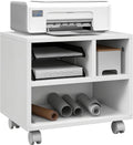 2-Tier Printer Stand with Storage Under Desk Printer Cart White